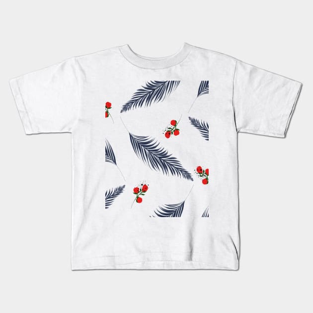 Cherry Red tropical Design Kids T-Shirt by Tantillaa